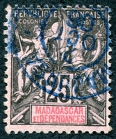 N°035-1896-MADAGASCAR-25C-NOIR S/ROSE