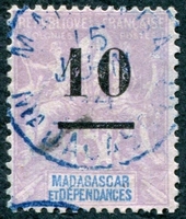 N°049-1902-MADAGASCAR-10 SUR 5F VIOLET