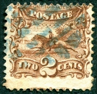 N°0030-1869-ETATS-UNIS-PONY EXPRESS-2C-BRUN