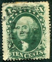 N°0007-1851-ETATS-UNIS-GEORGE WASHINGTON-10C-VERT