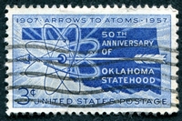 N°0629-1957-ETATS-UNIS-SYMBOLE DE L'ATOME AVEC FLECHE-3C