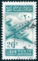 N°0085-1953-LIBAN-AVION-20PI-VERT/BLEU