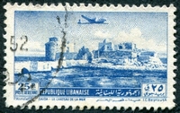 N°0069-1951-LIBAN-AVION SURVOLANT SAIDA-25PI-BLEU