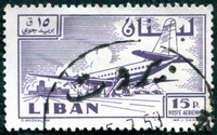 N°0163-1959-LIBAN-AVION SUR AEROPORT-15PI-VIOLET