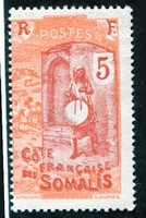 N°103-1922-COTE SOMALIS-JOUEUR DE TAMBOUR-5C-ROUGE BRUN