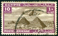 N°014-1933-EGYPTE-AVION ET PYRAMIDES-10M-VIOLET/BRUN