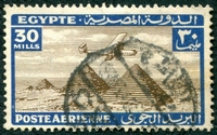 N°016-1933-EGYPTE-AVION ET PYRAMIDES-30M-BLEU/BRUN