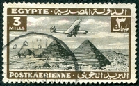 N°007-1933-EGYPTE-AVION ET PYRAMIDES-3M-SEPIA/NOIR