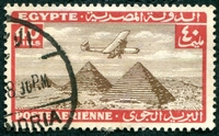 N°017-1933-EGYPTE-AVION ET PYRAMIDES-40M-ROUGE ET BRUN