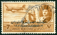 N°046-1952-EGYPTE-AVION DC-3 SUR BARRAGE-7M-BRUN/JAUNE