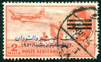 N°043-1952-EGYPTE-AVION DC-3 SUR BARRAGE-2M-ROUGE/ORANGE