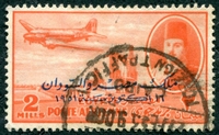 N°043-1952-EGYPTE-AVION DC-3 SUR BARRAGE-2M-ROUGE/ORANGE