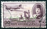 N°050-1952-EGYPTE-AVION DC-3 SUR BARRAGE-30M-BRUN/LILAS