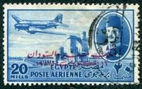 N°049-1952-EGYPTE-AVION DC-3 SUR BARRAGE-20M-BLEU