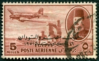 N°045-1952-EGYPTE-AVION DC-3 SUR BARRAGE-5M-BRUN/ROUGE