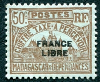 N°23-1942-MADAGASCAR-50C-BRUN S/AZURE
