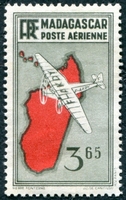 N°05A-1935-MADAGASCAR-SURVOL AVION-3F65-NOIR ET GRIS