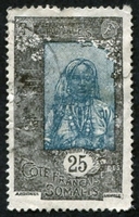 N°105-1922-COTE SOMALIS-FEMME INDIGENE-25C-GRIS ET VERT BLEU