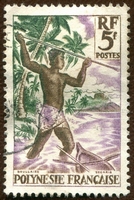 N°006-1958-POLYNESIE-PECHEUR AU HARPON-5F