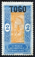 N°102-1921-TOGO FR-INDIGENE SUR ARBRE-2C-BLEU ET ORANGE
