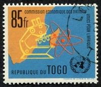 N°0343-1961-TOGO REP-MICROSCOPE ET EMBLEME ATOMIQUE-85F