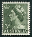 N°0197-1953-AUSTRALIE-ELIZABETH II-3P-VERT OLIVE 