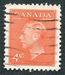 N°0239A-1950-CANADA-ROI GEORGES VI-4C-ROUGE/ORANGE 