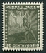 N°0037-1934-CHILI-STATUE DE CAUPOLICAN-80C-NOIR/OLIVE 