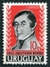 N°0697-1962-URUGUAY-GENERAL R.RIVERA-10C-ROUGE ET NOIR 