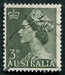N°0197-1953-AUSTRALIE-ELIZABETH II-3P-VERT OLIVE 