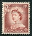 N°0329-1954-NOUVELLE ZELANDE-ELIZABETH II-1 1/2P-BRUN/LILAS 