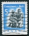 N°0409-1968-CANADA-NOEL-FAMILLE ESQUIMAU-5C-BLEU ET GRIS 