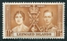 N°0087-1937-LEEWARD-COURONNEMENT GEORGE VI-1P1/2-BRUN/JAUNE 