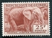 N°0015-1959-GUINEE REP-ELEPHANT-25F-BRUN/ROUGE 