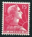 N°329-1955-ALGERIE FR-MARIANNE DE MULLER-15F-ROSE CARMIN 